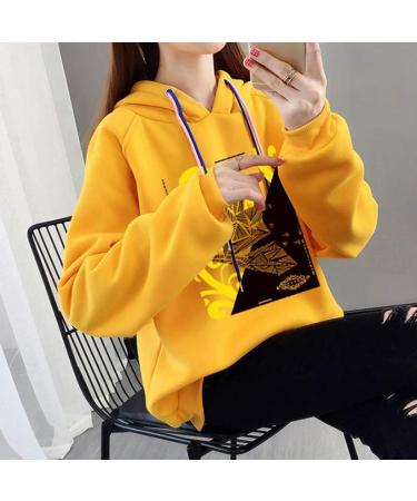 Bigfanshu Womans Tops Winter Fashion Blouse Hoodies Character Print Sweatshirt Yellow - Buy Online on GoSupps.com