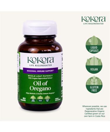 kokora Oil of Oregano Supercritical CO2 Extract Immune Support Supplement Organic Oregano Leaf 50mg Carvacrol Vegan & Gluten Free 60 Liquid Capsules - Buy Online on GoSupps.com