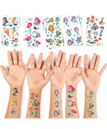 Party Propz Mermaid Tattoos for Kids - 10Pcs  Mermaid Tattoos Temporary for Kids Birthday | Mermaid Tattoos for Girls | Little Mermaid Tattoos | Mermaid Tattoos for Kids Party Favors | Tattoo Mermaid