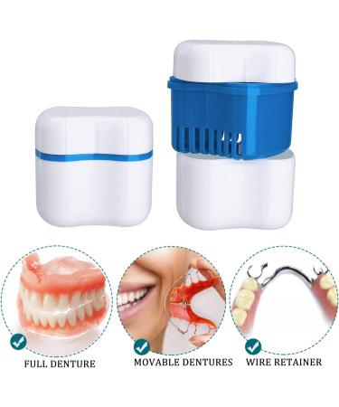 Prosthesis Storage Box & Cleaner Brushes Set - Blue | Presses Container for False Teeth Care - Buy Online on GoSupps.com