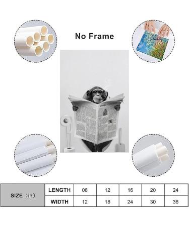 Funny Monkey on Toilet Poster - Black & White 90s Humor Wall Art for Kids | 30x45 cm Canvas - Buy Online on GoSupps.com