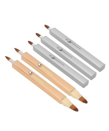 Retractable Lip Brush Nylon Bristle Portable Makeup Brush with Retractable Design Dustproof Durable Shell 2 Double Ended and 3 Single Ended Brushes for Precise Application