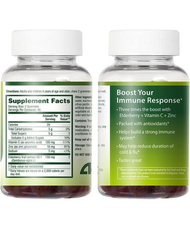 NutraA2Z Elderberry Gummy 150mg - 90 Vegetarian/Vegan Gummies-with Vitamin C & Zinc-Supports Immune System Healthy Skin & Metabolism - Buy Online on GoSupps.com