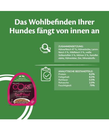Wellness Core Small Breed Savory Medleys - Grain Free Wet Dog Food (Lamb & Wild) 12 x 85g - High Meat Content for Small Dogs - Buy Online on GoSupps.com