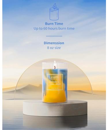 Lavender Candle | Hand-Poured Soy Wax | 60-Hour Burn Time | Aromatherapy | Beach Ocean Scent | Perfect Gifts for Women | 8oz Lavender & Lilac Musk - Buy Online on GoSupps.com