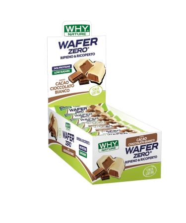 WHY NATURE WHY NATURE WAFER ZERO - Wafer waffle with protein filling Cocoa and white chocolate flavour - Gluten free protein snack - Box of 24 pieces - 35 g