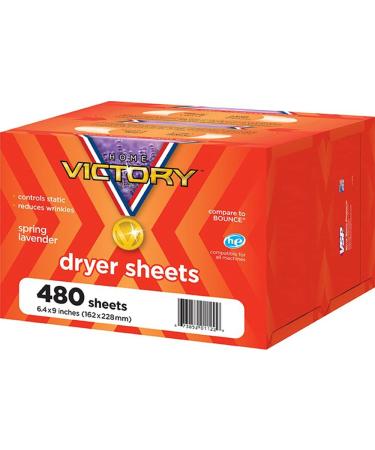 HOME VICTORY Dryer Sheets: Spring Lavender Scented Laundry Fabric Softener Sheets - Reduces Wrinkles - Controls Static - Softens Fabric (480 Count) 480 Count (Pack of 1)