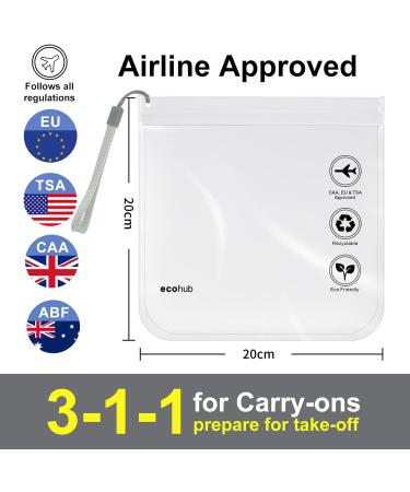 ECOHUB Airport Security Liquids Bags - 2 Pack Clear TSA Approved Travel Toiletry Bags with Zip Lock and Carrying Handle - Buy Online on GoSupps.com