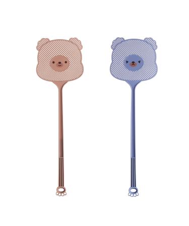 KKRAUS Fly Swatter Manual for Kitchen Home Indoor Outdoor Fly Swatters Durable Plastic Fly Swat Set Long Handle 2 Pack Flyswatter