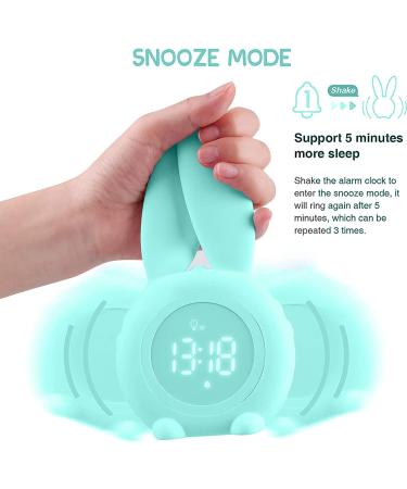 Aoreun Cute Rabbit Alarm Clock for Kids - Night Light Snooze Function & Time-Controlled - Perfect Gift for Boys & Girls - Green - Buy Online on GoSupps.com