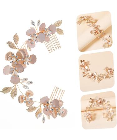 Mikinona Pearl Rhinestone Couple Combs Crystal Hair Comb Headband Floral Hair Comb Hairband Hair Comb Headdress Bridal Headband Comb Wedding Hair Accessory Women Headdress Bridal Headdress - Buy Online on GoSupps.com