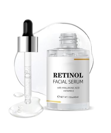 Retinol Serum for Face Daily Anti Aging Facial Serum Skin Care Treatment with Hyaluronic Acid and Vitamin E Smoothing Face Oil for Fine Lines and Wrinkles Hydrating Serum for Even Tone 1.52 fl. oz
