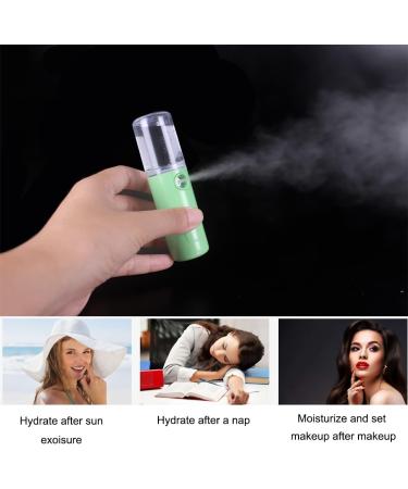 Nano Facial Mister Mini Portable Mist Sprayer USB Rechargeable - Hydrating Face Humidifier for Daily Makeup & Eyelash Extensions - Pink+Green - Buy Online on GoSupps.com