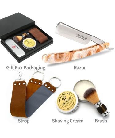 Gold Dollar Straight Razor Shaving Kit - Retro Acrylic Handle for Men & Barbers - Ready to Use No Stabilizer Required - Buy Online on GoSupps.com