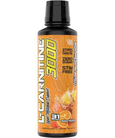 VMI Sports L-Carnitine Liquid 3000 Fat Burner - 3000mg Supplement, 31 Servings (Orange Pineapple 16 fl. oz.) - Buy Online on GoSupps.com
