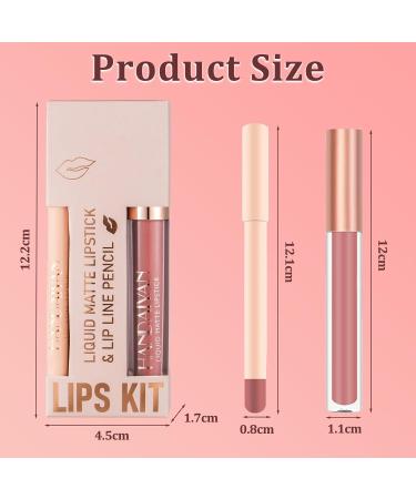 INBOLM Lip Liner and Lipstick Set Nude Lip Liners with Nude Lipstick for Women Nude Lipstick Non-Stick Cup Matte Waterproof Nude Lipstick Makeup Kits Make Up Gift Set for Lady (07#) - Buy Online on GoSupps.com