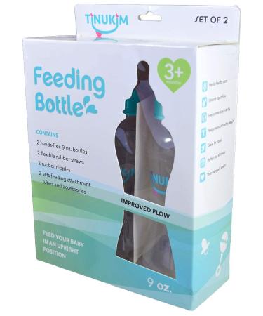 Tinukim iFeed 9oz Self Feeding Baby Bottle - Anti-Colic Nursing System, 2-Pack White - Buy Online on GoSupps.com