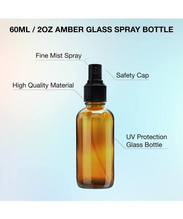 Nylea Small Glass Spray Bottles 2 oz - 2 Pack | Refillable Fine Mist Mister for Oil, Hair, Plants, Water | Mini Amber Travel Size Bottle for Cleaning Solutions - Essential Oil Sprayer - Buy Online on GoSupps.com