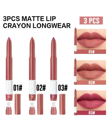 BingBrush 3 Colors Crayon Matte Longwear Lipstick Pack Set - Moisturizing Lipliner with Sharpener - Ultimate Lip Crayon for Makeup - Waterproof Velvet Lipgloss and Stain - (01 Pink Beige) - Nourishing Formula - Buy Online on GoSupps.com