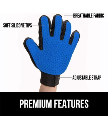 Gorilla Grip Pet Grooming Gloves - Deshedding Brush for Dogs and Cats - Reduce Shedding with Gentle Massage - Five Finger Design with Soft Silicone Tips - Remove Long or Short Hair - Blue - Buy Online on GoSupps.com