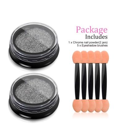 Holographic Nail Powder Set - Unicorn Chrome Glitter Dust with Sponge Applicators, Mirror Effect Rainbow Pigment Silver Powder for Holographic Nail Polish (0.04oz/1g) - Buy Online on GoSupps.com