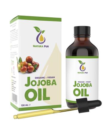 Jojoba Oil 120ml - 100% Native, Cold Pressed, Vegan - Anti-aging and Anti-Wrinkle Face Serum, Body, Hair, Skin, Hands & Nails - Jojoba Oil