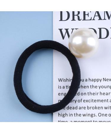 Yheakne Vintage Pearl Hair Tie Elastic Black Hair Rope Band Nylon Ring Hair Band Rope Ponytail Holder Pearl Hair Tie Accessories for Women and Girls Gifts (Black B) - Buy Online on GoSupps.com