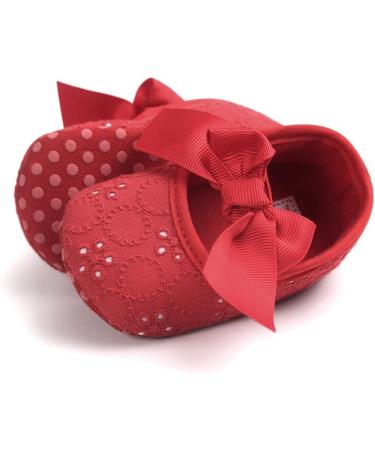 LACOFIA Baby Girls Christening Shoes 12-18 Months Anti-Slip Prewalkers - Red - Buy Online on GoSupps.com