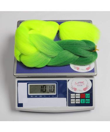 Buy Showjarlly Kanecalon Hair Braids - Ombre Jumbo Extensions 24 Dark Green/Yellow-Green (3-Pack) | International Shipping - Buy Online on GoSupps.com