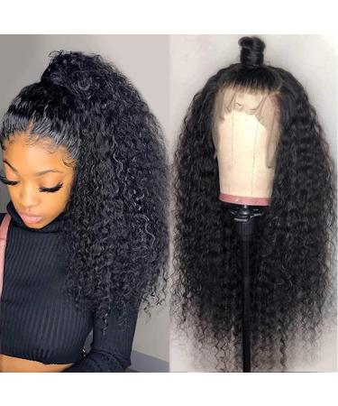 360 Lace Front Wigs Human Hair  Deep Wave 360 Full Lace Frontal Wigs Human Hair Pre Plucked with Baby Hair HD Transparent Lace Wigs for Black Women 150% Density Can Make High Ponytail Natural Black 20 Inch 360 lace front...