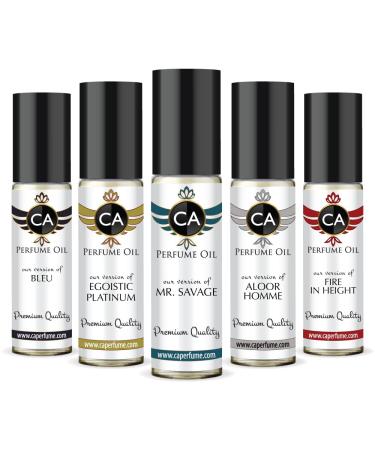 CA Perfume Designer Perfume Oil Set For Men Impression Of (Bleu Egoistic Platinum Mr.Savage Aloor Homme Fire in Height) Long Lasting Fragrance Body Oil 10ml x 5
