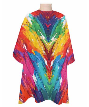 Red Blue Rainbow Brush Abstract Graffiti Street Art Barber Cape - Salon Hair Cutting Cape for Women Men Kids Adults Haircut Cape with Adjustable Elastic Neckline Hairdressing Stylist Cape Accessories 1 piece 55x63 Inch Multi