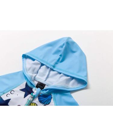 BONVERANO Baby Boys Swimsuit 6-9 Months Blue Star | UPF 50+ Full-Zip Hoodie One Piece Swimwear - Buy Online on GoSupps.com
