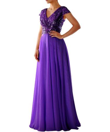 Buy Hanxiulin Women s V-Neck Glitter Mini-Line Corset Party Dress - Stylish Long-Sleeved Sequin Dress in Purple | International Shipping Available - Buy Online on GoSupps.com