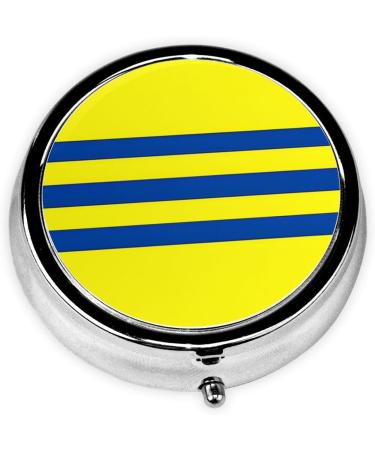 Yellow and Blue Striped Mini Round Pill Box - 3 Compartment Travel Organizer for Home & Office - Buy Online on GoSupps.com