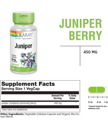 SOLARAY Juniper Berry 450mg VegCaps - Digestion, Cleansing & Antioxidant Support - Buy Online on GoSupps.com