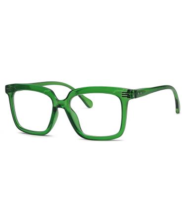 Eyekepper High Quality Reading Glasses - Oversized Rectangular Quality Reading Aid for Women - Green +3.00