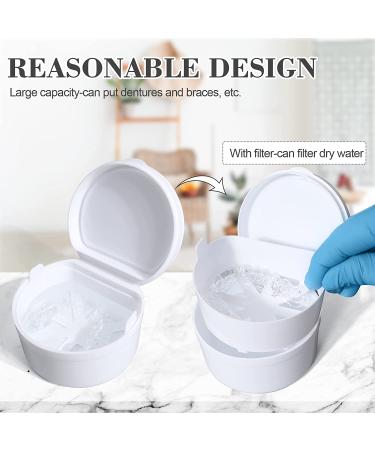 Denture Bath Box with Basket - Complete Clean Care Case for False Teeth, Braces, Night Guards & Retainers - Travel-Friendly Soaking Container with Free Brush (White) - Buy Online on GoSupps.com