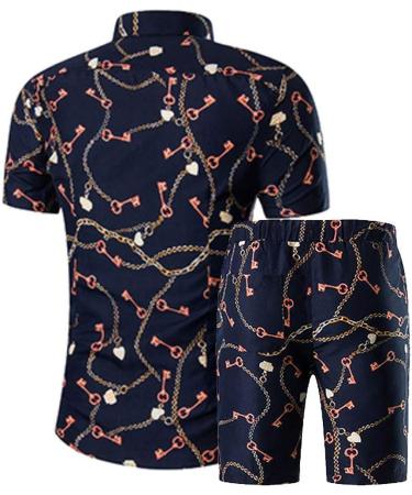 MANTORS Men's Floral Hawaiian Outfits 2-Piece Set - Short Sleeve Shirt and Shorts - X-Large - Buy Online on GoSupps.com