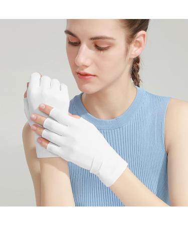 Unaone Anti UV Gel Manicure Gloves - 2 Pairs | UV Shield Protection for Gel Nail Lamp | Fingerless Design for Nail Art | White - Buy Online on GoSupps.com