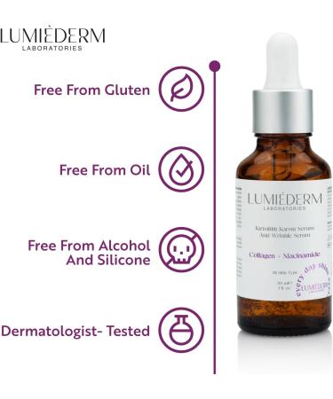 LUMI DERM LABORATORIES Niacinamide Anti-Wrinkle Serum with Collagen for Clear Glowing Skin Anti Aging for Smoothing Fine Lines and Renew Skin Texture Non-Greasy Formula All Skin Types 30 Ml - Buy Online on GoSupps.com