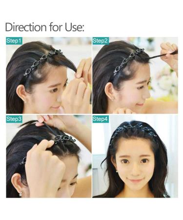 Double Layer Twist Plait Headband Hair Claw Clips - Black Magic Double Bangs Hairstyle Hair Tools for Women & Girls - Buy Online on GoSupps.com