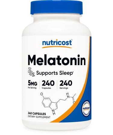 Nutricost Melatonin 5mg 240 Capsules - 5mg Per Serving Non-GMO Gluten Free 240 Count (Pack of 1)