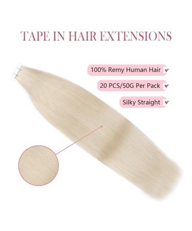 Buy Sixstarhair Tape Extensions - 20 Pieces 50g 14 Remy Invisible Platinum Blonde #1000 - Premium Quality Hair Extensions - Buy Online on GoSupps.com