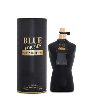 Blue Men Ultra Noir Edtion Sensual Woody Fragrance for Men | Long Lasting Cologne Aromatic Scent Eau de Parfum Natural Spray - Great Holiday Gift 3.4 Fl Oz/100 Ml