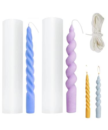 2pcs Spiral Taper Candle Mold Long Twisted Silicone Candle Molds Pillar Candle Molds 3D Silicone Mold for Christmas Candlelight Dinner Valentine's Day Home Decoration (Color : Twist Taper1)