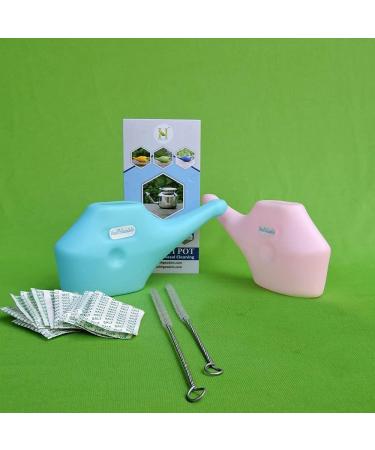 Set of 2 Unbreakable Plastic Neti Pot with Salt Sachets and Cleaning Brushes - Pink and Blue - Buy Online on GoSupps.com