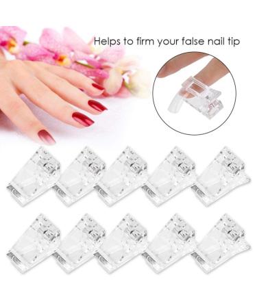 10-Piece Transparent Nail Tips Clips Set | UV LED Poly Gel Quick-Building Form | DIY Manicure Tool & Accessories - Buy Online on GoSupps.com
