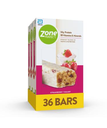 ZonePerfect Protein Bars, 18 vitamins & minerals, 14g protein, Nutritious Snack Bar, Strawberry Yogurt, 12 Count (Pack of 3)