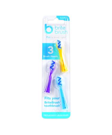 BriteBrush Brush Head Replacement 3-Pack - for BriteBrush Interactive Smart Kids Brushes - Fun to Play Twice a Day!  3 Count (Pack of 1) 3 Count (Pack of 1) Replacement Heads